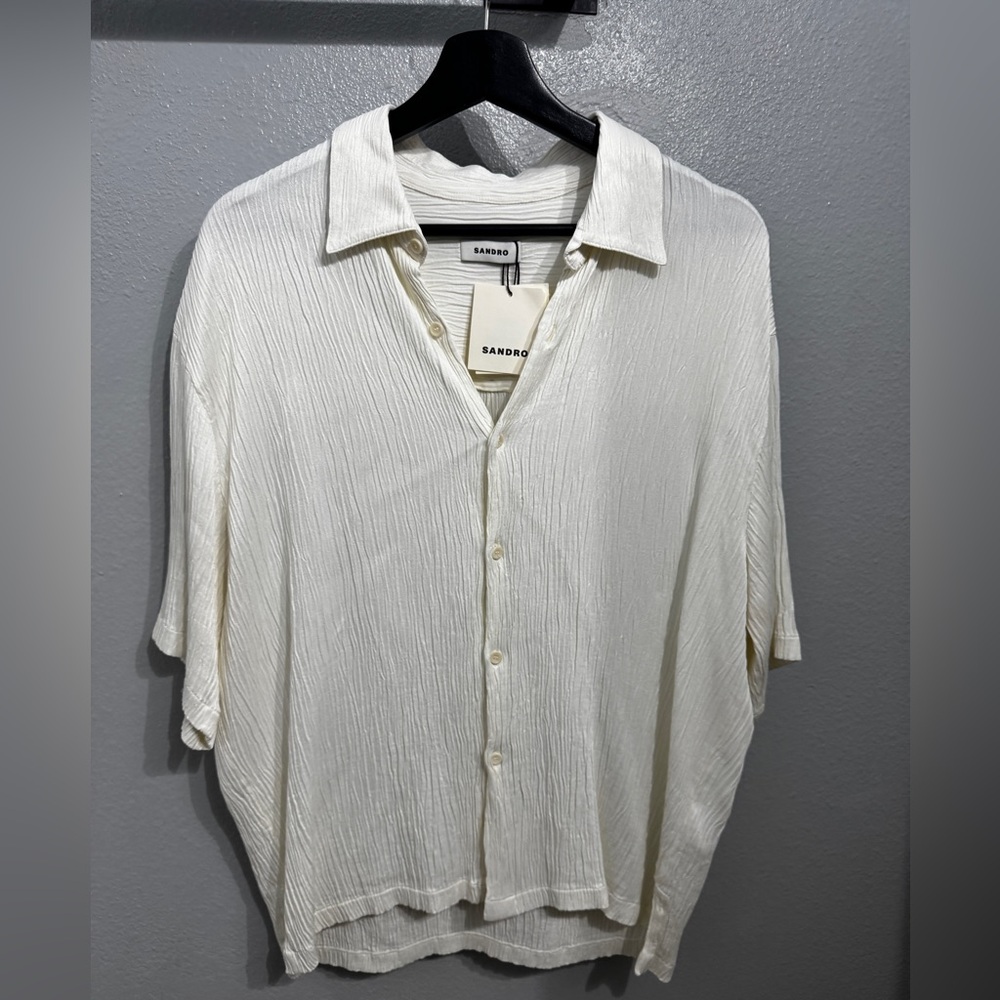 Sandro men’s pleated cream shirt
